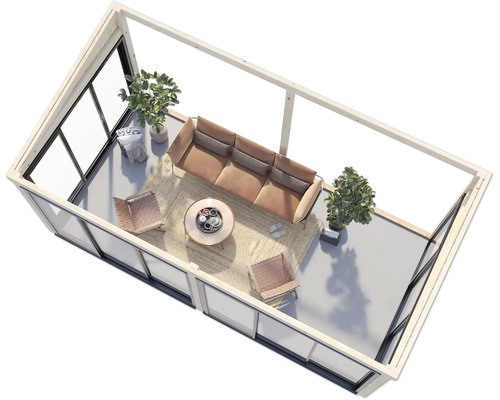 Vue intérieure d'une maison d'été lumineuse avec meubles et plantes