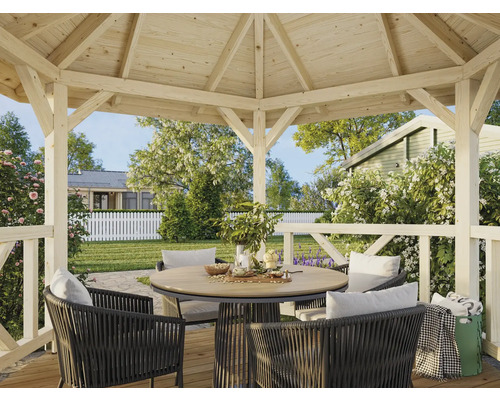 Pavillon de jardin en bois avec coin salon rond
