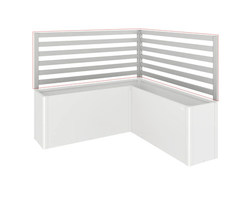 Jardinière d'angle surélevée avec écran d'intimité à lattes en aluminium