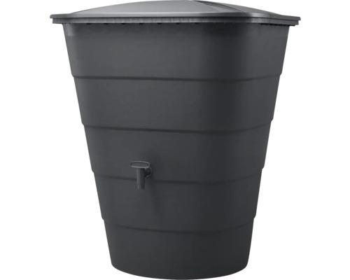 Regentonne aus Kunststoff mit Deckel und Wasserhahn