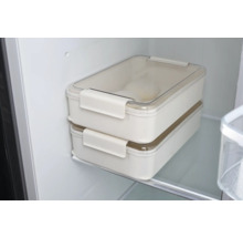 Deux boîtes de conservation rectangulaires avec couvercles transparents dans le réfrigérateur