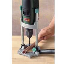 Support de perçage Wolfcraft avec perceuse et tube de cuivre