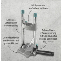 Wolfcraft Bohrständer mit Tiefenanschlag und 43 Millimeter Euronorm Aufnahme
