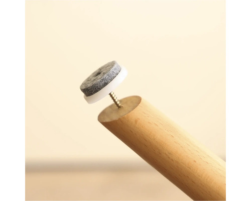 Möbelbein mit Filzgleiter und Schraube