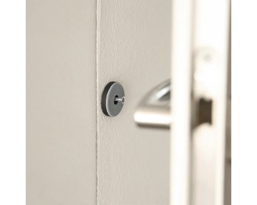 Butoir de porte gris monté au mur