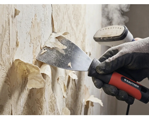 Tapetenentfernung mit Spachtel und Dampfgerät