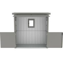 Abri de jardin métallique ouvert avec fenêtre