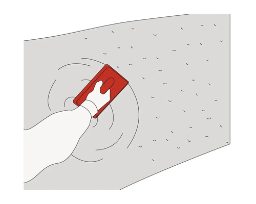 Illustration d'une main enduisant un mur avec une taloche