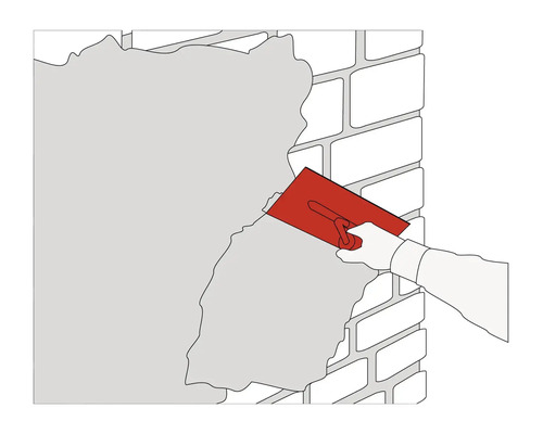 Illustration d'une personne appliquant de l'enduit sur un mur avec une truelle