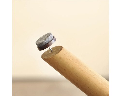 Patins en feutre à monter sur un pied de meuble