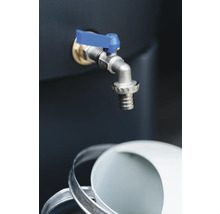 Robinet avec poignée bleue et seau