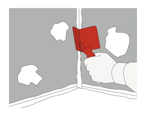 Anwendung eines Fugenglätters in einer Ecke zur Glättung von Dichtmasse