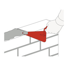 Illustration d'un maçon appliquant du mortier sur un mur de briques à l'aide d'une truelle