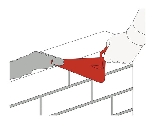 Illustration d'un maçon appliquant du mortier sur un mur de briques à l'aide d'une truelle