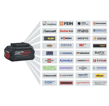 Bosch AMPShare Akku mit Logos kompatibler Marken