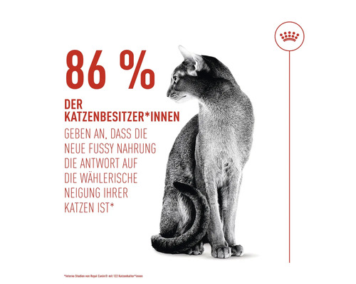 Abbildung einer Katze mit Textwerbung für Katzenfutter.