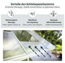 Vorteile des Schiebepanelsystems: einfache Montage, windfeste Verriegelung und optimale Wärmedämmung