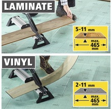 Coupe-stratifié et vinyle Wolfcraft. Pour stratifié de 5 à 11 millimètres et vinyle de 2 à 11 millimètres jusqu'à 465 millimètres de large.