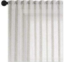 Rideau transparent avec motif de feuilles sur une tringle à rideau noire.