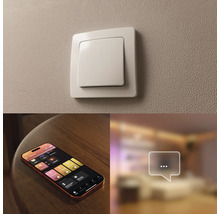 Combinaison d un interrupteur mural et d un smartphone avec une application de maison intelligente pour contrôler l éclairage.