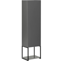 Armoire haute moderne en anthracite avec structure en métal noir et étagère inférieure.
