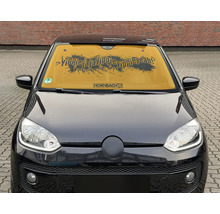 Pare-soleil pour pare-brise de voiture avec l'inscription YippieJajaYippieYippieYeah et Hornbach Logo.