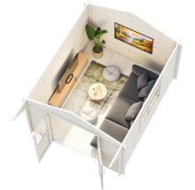 Gartenhaus Palmako Sally 10,2 m² inkl. Fussboden und Vordach 362 x 440 cm tauchgrundiert grau