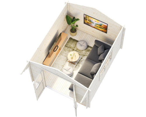 Gartenhaus Palmako Sally 10,2 m² inkl. Fussboden und Vordach 362 x 440 cm tauchgrundiert braun