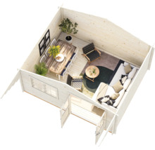 Gartenhaus Palmako Sally 19,1 m² inkl. Fussboden und Vordach 577 x 560 cm tauchgrundiert braun