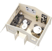 Abri de jardin Palmako Helena 18,6 m² y compris plancher et auvent 608 x 554 cm imprégné par immersion marron
