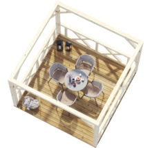 Pavillon Palmako Betty 9,0 m² viereckig mit Geländer ohne Fussboden 300 x 300 cm tauchgrundiert braun