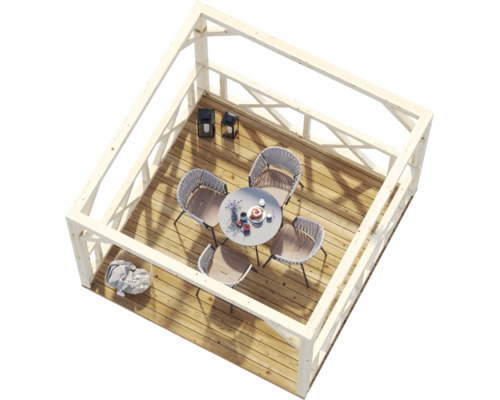 Pavillon Palmako Betty 9,0 m² viereckig mit Geländer ohne Fussboden 300 x 300 cm tauchgrundiert braun
