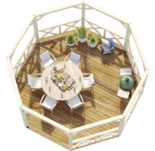 Pavillon Palmako Betty 18,0 m² achteckig mit Geländer ohne Fussboden 465 x 465 cm tauchgrundiert grau