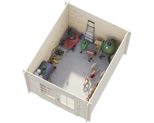 Gartenhaus Palmako Ella 6,9 m² 264 x 340 cm hellgrau-anthrazit