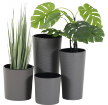 Pflanztopf Siena Garden Eco Lens Kunststoff Holz 2er-Set Ø 30 cm H 30.5 cm grau inkl. Pflanzeinsatz