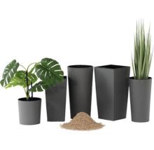 Pflanztopf Siena Garden Eco Lens Kunststoff Holz 2er-Set Ø 30 cm H 30.5 cm grau inkl. Pflanzeinsatz