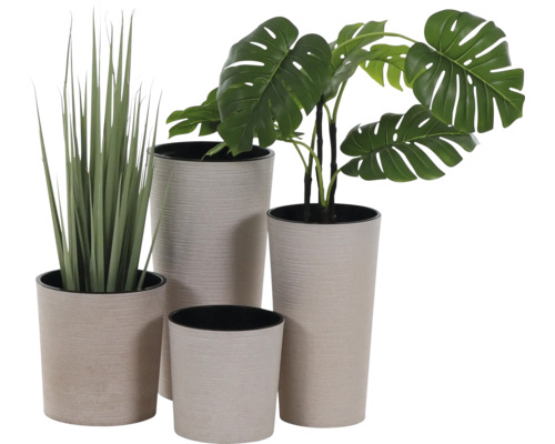 Pflanztopf Siena Garden Eco Lens Kunststoff Holz 2er-Set Ø 30 cm H 25.5 cm weiss inkl. Pflanzeinsatz