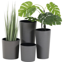 Vase à plantes Siena Garden Locon en plastique et bois lot de 2 Ø 30 cm H 46,5 cm gris avec insert pour plante
