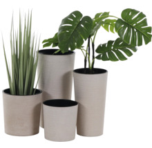 Pflanzvase Siena Garden Eco Locon Kunststoff Holz 2er-Set Ø 30 cm H 46,5 cm weiss inkl. Pflanzeinsatz