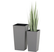 Pot de fleurs Siena Garden Nizza en plastique et bois lot de 2 30 x 30 x 46,5 cm gris avec insert pour plante
