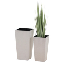 Pflanzvase Siena Garden Eco Nizza Kunststoff Holz 2er-Set 30 x 30 x 46,5 cm weiss inkl. Pflanzeinsatz