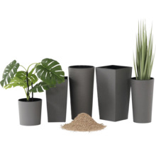 Pflanztopf Siena Garden Eco Lens Kunststoff Holz 2er-Set Ø 30 cm H 30.5 cm hellgrau inkl. Pflanzeinsatz