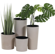Pflanzvase Siena Garden Eco Locon Kunststoff Holz 2er-Set Ø 30 cm H 57 cm weiss inkl. Pflanzeinsatz