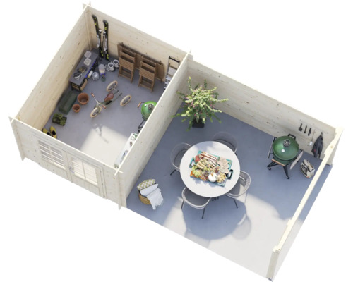 Gartenhaus Palmako Ella 6,9+10 m² 614 x 340 cm hellgrau-weiss