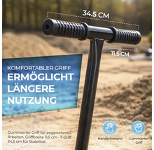 T-Griff eines Werkzeugs mit gummierten Griffen, Gesamtbreite 34,5 Zentimeter, Griffbreite 11,5 Zentimeter für komfortables Arbeiten.