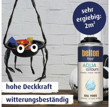 Belton Free Aqua Colours Sprühlack in Tiefschwarz RAL 9005 mit hoher Deckkraft und Wetterbeständigkeit für Dekorationszwecke