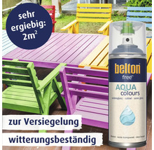 Belton Free Aqua Colours Klarlack Spraydose zur witterungsbeständigen Versiegelung von Gartenmöbeln mit hoher Ergiebigkeit von 2 Quadratmetern.