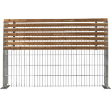 Kombinationselement Zaun aus Holzlatten und Metallgitter mit Pfosten zur Gartenbegrenzung