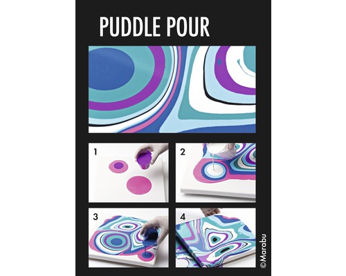 Instructions pour la technique du Puddle Pouring avec des couleurs sur une toile
