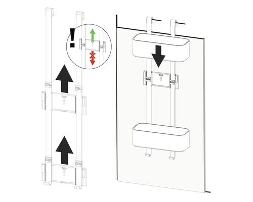 Montageanleitung für ein Hängeregal zur Befestigung an einer Tür